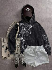 Attitoon Hoodie Grafis Punk Tengkorak Gothic Hitam Y2K - Rock, Festival Musim Panas, Musim Gugur - MultiWarna - View 5