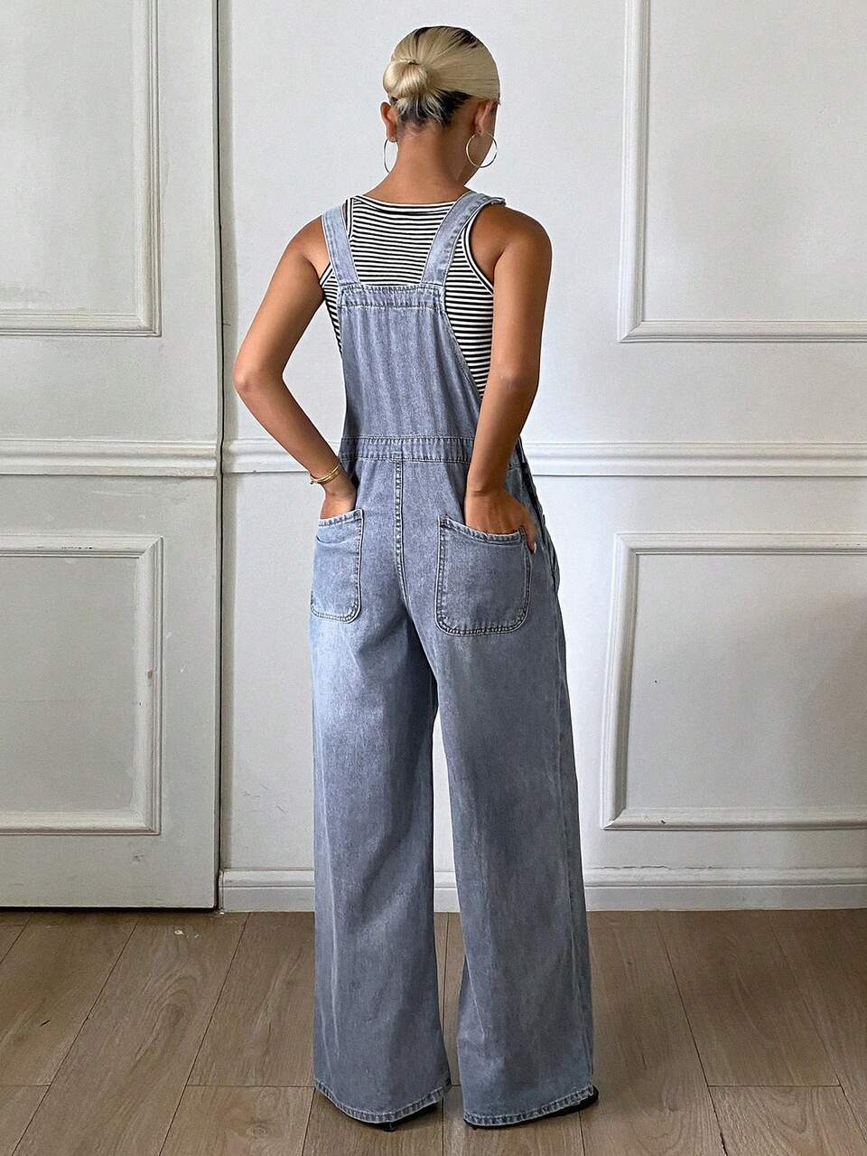 Distressed Washed Faded Loose Wide Leg Casual Streetwear Summer Women's Denim Overalls And Jumpsuit