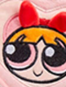 The Powerpuff Girls | ROMWE 粉色毛絨卡通圖案刺繡零錢包，便攜迷你收納袋，適用於各種包款作為掛飾包，PPG Joint 型號 - 粉色花花 - 查看 5