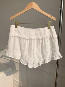 Comfortcana Women's Floral Print Pleated Casual Versatile Everyday Shorts - White - View 9