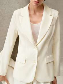 MOTF PREMIUM WOMEN'S COMMUTER COTTON LINEN THIN LIGHTWEIGHT BLAZER - Beige - View 3