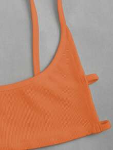 EgrlEra Women's Solid Color Backless Cropped Sexy Camisole - Orange - View 4