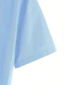 Manfinity Dauomo Men's Solid Color Button-Front Short Sleeve Shirt, Summer - Baby Blue - View 4