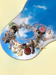 Popjeli Pulsera de viaje linda DIY, pulsera de amor, música/linda/mariposa/moda/gótica - Plateado - Ver 3