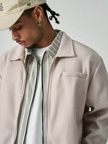 ÉpureWay Men's Fashionable Casual Zip-Up Long Sleeve Overcoat Crop Jacket For Men Men Zip Up Jacket Designer Jacket Men Men Summer Jacket Men Jackets Casual - Apricot - View 6