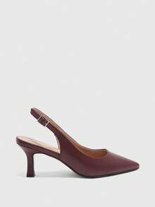 CUCCOO BIZCHIC 女款尖頭扣飾設計百搭時尚高跟鞋 - 酒紅色 - 查看 2