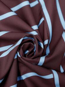 SHEIN Maternity Striped Colorblock Pleated Casual Everyday Outing Spaghetti Strap Dress - Brown - View 9