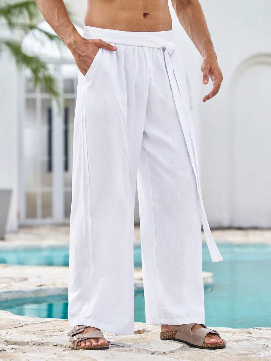Mercer Haus New Chinese Style Men's Casual Loose Straight Leg Pants, Fashionable Korean/Japanese Straight Cut Trousers