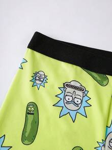 Rick and Morty X SHEIN Men's Cartoon Print Elastic Waist Boxer Briefs - Green - View 9