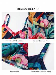 ELLERISSA Plus Size Multicolor Tropical Print Cami Dress - Multicolor - View 7