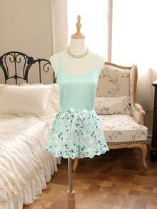 DUSKBASE Standard Size Women's Camisole Top And Lily Pattern Shorts Pajama Set - Multicolor - View 6