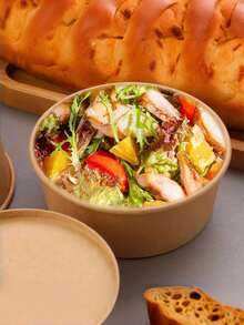 50-Pack Disposable Paper Bowls With Lids For Christmas And Halloween Tableware - Leakproof And Waterproof Food Containers, Suitable For Salad, Dessert, And Soup - Perfect For Catering, Camping, And Kitchen Use [50 Bowls 50 Lids] - Multicolor - View 2