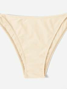 Swim Vcay Women's Solid Color Ruched Halter Tie Sexy Bikini Two-Piece Swimsuit Set - Beige - View 5
