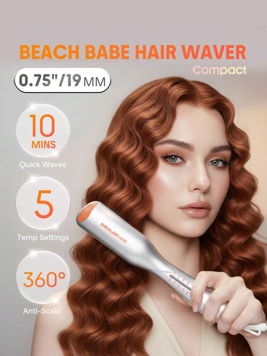 SHEGLAM HAIR 海灘寶貝捲髮器，離子捲髮器，捲髮器，2 筒防燙髮捲髮器，5000 萬離子和 10 分鐘快速捲髮器，智能定時器和可調節溫度，易於使用的女士美髮工具 - 英國插頭 禮物 粉紅色的 化妝品 海灘 節慶 護髮 Y2K 假期 夏天 美髮配件 重返校園 家