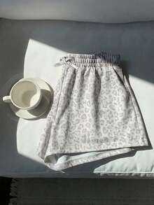 SHEIN Shorts informales con cordón y estampado de leopardo para niñas preadolescentes - Albaricoque - Ver 1