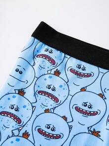 Rick and Morty X SHEIN Men's Funny Cartoon Print Boxer Briefs - Blue - View 3