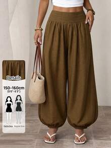 Sinnesro Women's Casual Boho Brown Lantern Pants, Suitable For Summer And Autumn, 2026 New Style, Perfect For Party Holiday Vacation Yoga, Commute - Army Green - View 5