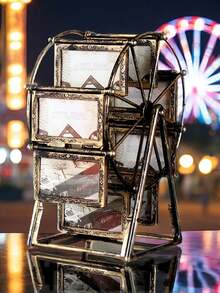Zazumi Retro Rotating Ferris Wheel Picture Frame -8 4-Inch Picture Frame - Exquisite Living Room, Bedroom, Desk Decoration - Perfect Valentine's Day, Birthday, Christmas Gift (Frame Material ABS Plastic) - multicolor - View 2