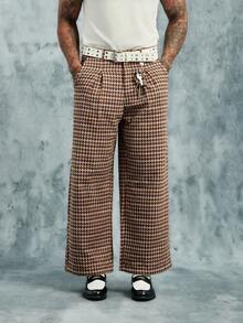 INCRYTM PAVTROS Men's Casual Fashionable Versatile Straight Leg Wide Leg Pants Plaid Pants Men's Wide Leg Pants Baggy Men Baggy Wide Pants Wide Leg - Multicolor - View 1