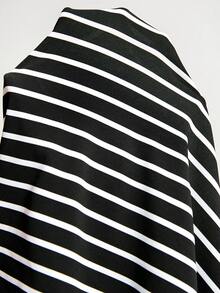 Plussiva Plus Size Maternity Round Neck White Casual Versatile Daily Wear Top Summer - Black and White - View 6