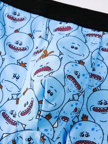 Rick and Morty X SHEIN Men's Funny Cartoon Print Boxer Briefs - Blue - View 4