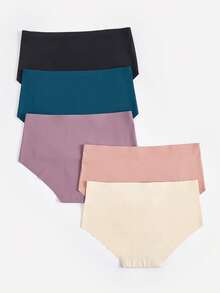 Bralution 5pcs/Pack Seamless Solid Color Comfortable Underwear - Multicolor - View 10