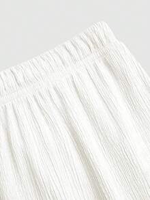 Sweetra Conjunto de 2 piezas de pantalones largos para mujer talla grande, negro + amarillo, tela texturizada con efecto burbuja y arrugas, sin elasticidad, versátil para el día a día, elegante minimalista casual, cintura ceñida, pantalones deportivos casuales de pierna ancha recta que estilizan, para uso diario - Blanco y Negro - Ver 11