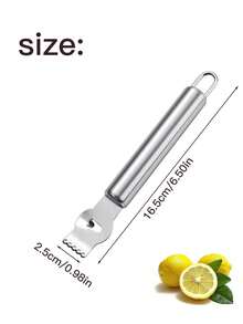 1pc Stainless Steel Lemon Zester, Orange Peeler, Citrus Peel Cutter, Kitchen Gadget, Bar Accessory, Kitchen Tool - Silver - View 10