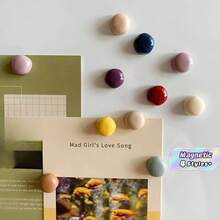 2/8/10/12pcs Colorful Round Glossy Fridge Magnets - Charming Decorative Magnets For Kitchen, Office Whiteboard, Storage Cabinet And Dishwasher - Ideal For Home Decor And Mother's Day Gift, Refrigerator Magnets - multicolor - View 1