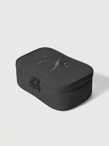 ROMWE Kawaii Bolsa de almacenamiento de cosméticos con bordado de lazo, cuadrada y de gran capacidad - Negro 1 - Ver 4