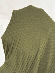 Plussiva Plus Size Maternity Vacation Textured Pleated Puff Sleeve Fashion Dress Photoshoot Summer Elegant Casual Baby Shower - Army Green - View 6