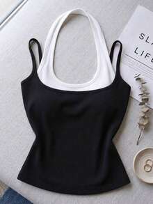 A Two Pieces, Shoulder-Strap Top For Women-Comfortable And Suitable For Any Style - Black - View 3