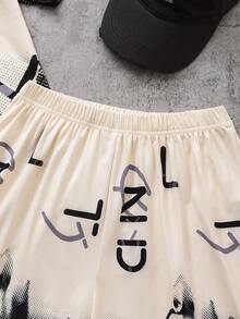 SHEIN 2pcs/Set Teen Boy Fashion Letter Print Short Sleeve Crew Neck T-Shirt And Shorts Set, Comfortable Fabric, Stylish Fit, Spring/Summer New Style, Suitable For Multiple Seasons And Occasions - Multicolor - View 5