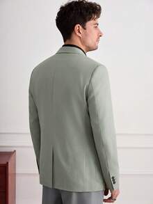 Core Aspect Blazer de manga larga con botones y bolsillo para negocios, oficina, desplazamientos y ceremonias para hombres - Verde - Ver 2