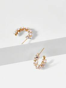 MOTF PREMIUM 18K GOLD-PLATED FASHION FLASH C-SHAPED STUD EARRINGS NICHE HIGH-END VERSATILE EARRINGS - Yellow Gold - View 6