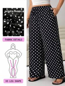 Solflare Plus Size Women's Polka Dot Drawstring Waist Casual Boho Versatile Daily Outing Vacation Long Pants Summer - Multicolor - View 1