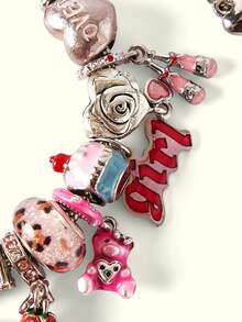 Popjeli DIY Summer Bb Pink Bracelet, Bear/Flower/Cross/Fashion - Pink - View 15