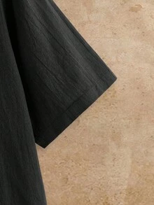 HIMLAND Premium Nature Black Short Sleeve Band Collar Shirt
High Quality Casual Black Stand Collar Shirt - Black - View 5