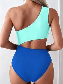Swim Basics Women's Colorblock Cutout One-Piece Swimsuit - Multicolor - View 2