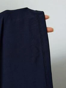 Levarali 大尺碼女款極簡風拉鍊立領袋鼠口袋修身運動夾克 - 藏蓝色 - 查看 7