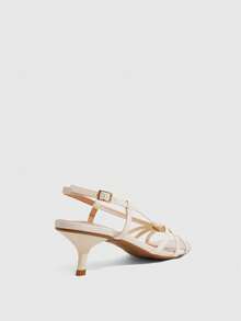 CUCCOO SZL Women's Summer 5.5CM Round Toe Open-Toe Cross With Mirror PU Material Black High Heels, Sexy Versatile And Elegant Commute/Beach/Party - White - View 3