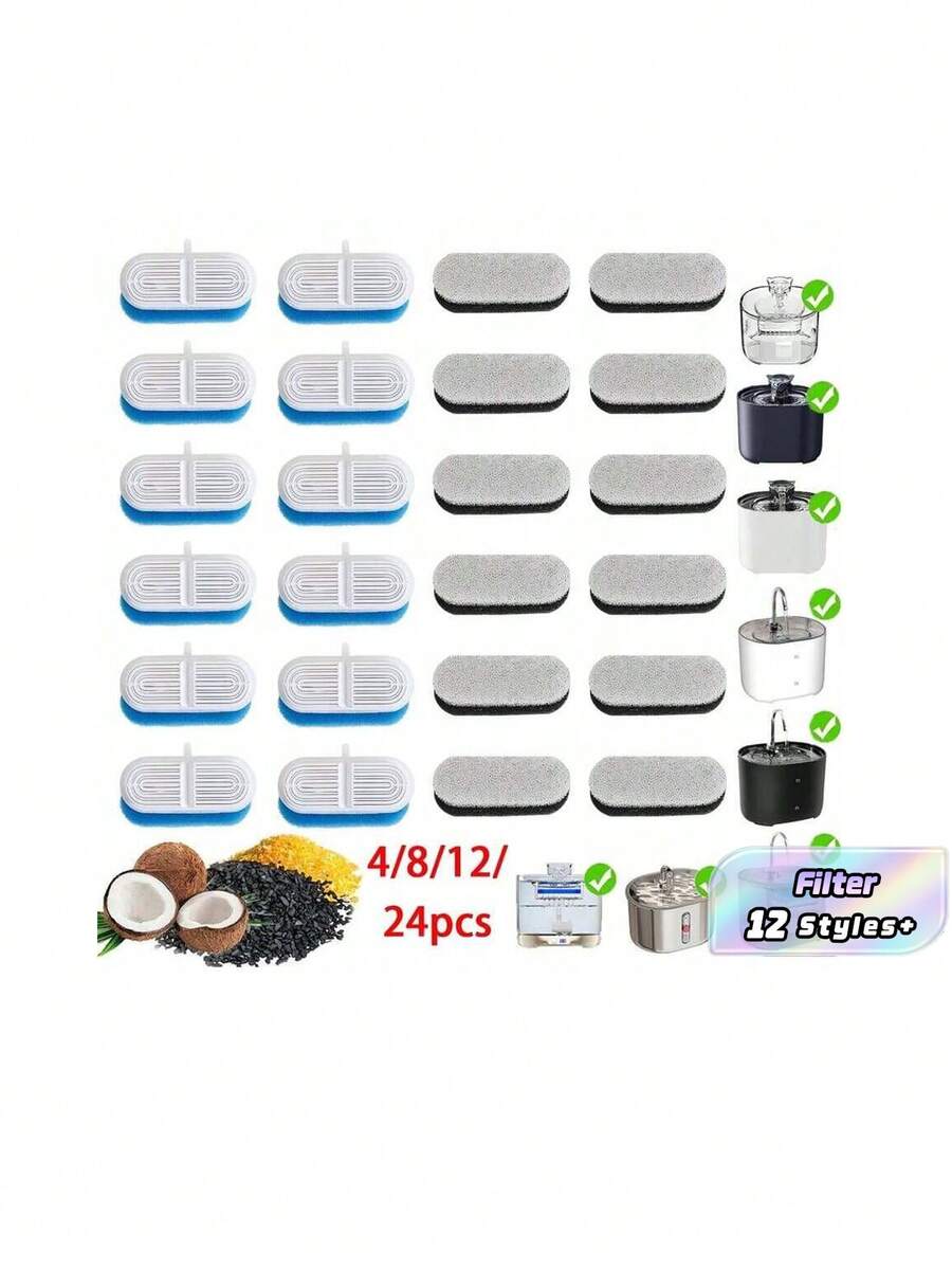 Multi-Piece Set Of Pet Water Dispenser Filter, Water Dispenser Filter Replacement Ft666 Ft555 Ft888 Ft006 Activated Carbon Filter Cat Water Dispenser Filter - 2-4 weeks - View 1