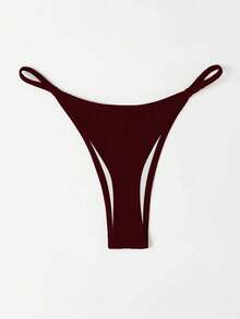 SHEIN Swim 女士纯色比基尼三角泳裤，简约时尚 - 酒紅色 - 查看 2