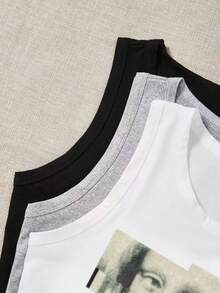 GlowEve 3pcs Figure & Slogan Graphic Tank Top Graphic Tees Women Tops - Multicolor - View 5