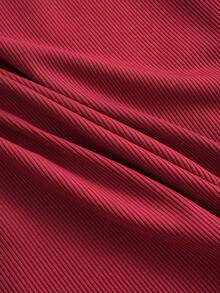 Slumberry CURVE طقم بيجامة علوي مريح من الصوف المحبوك المضلع مع تطريز الدانتيل مقاس كبير 3 قطع - متعدد الألوان - مشاهدة 5