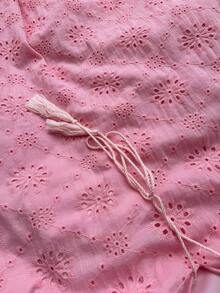 Maweii Plus Size Vacation Casual Goth Light Pink Hollow Embroidery Dress Autumn Concert - Pink - View 8