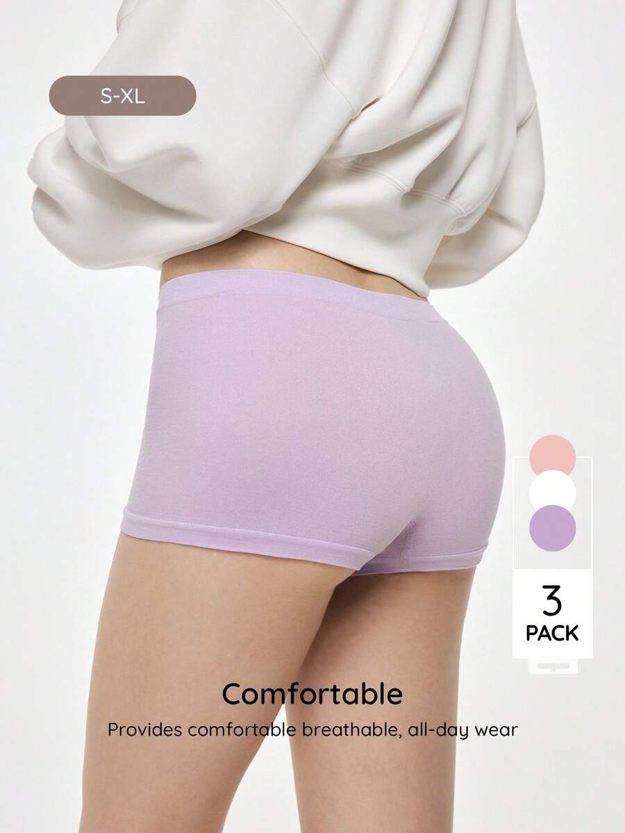 Bralution 3pcs/Pack Multicolor High Stretch Comfortable Minimalist Women Briefs For Daily Wear - Multicolor - View 1