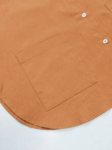 Zayélia Women's Plain Weave Cotton Casual Daily Wear Spring-Autumn Blouse - Orange - View 5