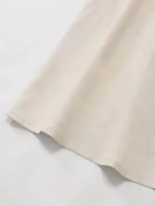 SHEIN Franclia Women's Solid Color Round Neck Single-Breasted Casual Party Dress Summer Dresses For Women Summer Summer Dresses For Women Summer Dresses Summer - Apricot - View 4
