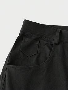SWAVVY Men's Spring/Summer Fashion Curved Leg Pants With Airplane Buckle - Black - View 6